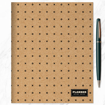 July 2026 - June 2027 Kraft Dot Medium Monthly Planner