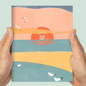 July 2026 - June 2027 Sunset & Seagulls Medium Monthly Planner