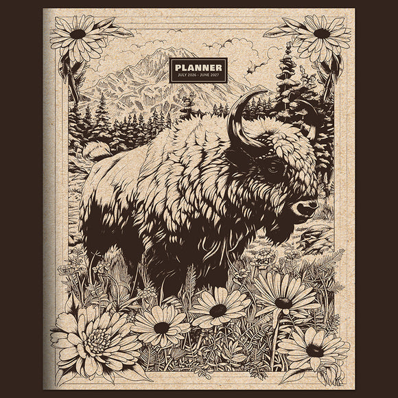 July 2026 - June 2027 Wild Bison Large Monthly Planner