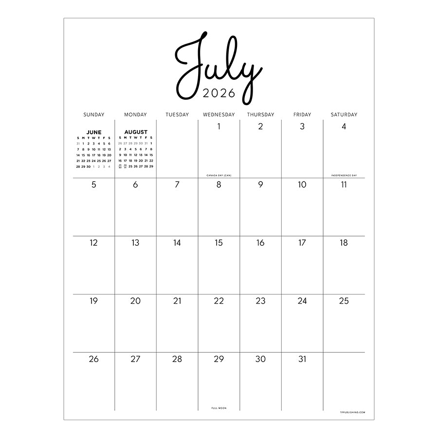 June and July 2027 Monthly Planner Overview 5 TF Publishing July 2026 - June 2027 Large Art Poster Wall Calendar