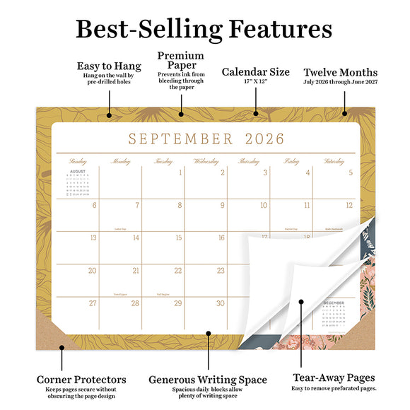 July 2026 - June 2027 Artisan Legacy Medium Desk Pad Monthly Blotter Calendar