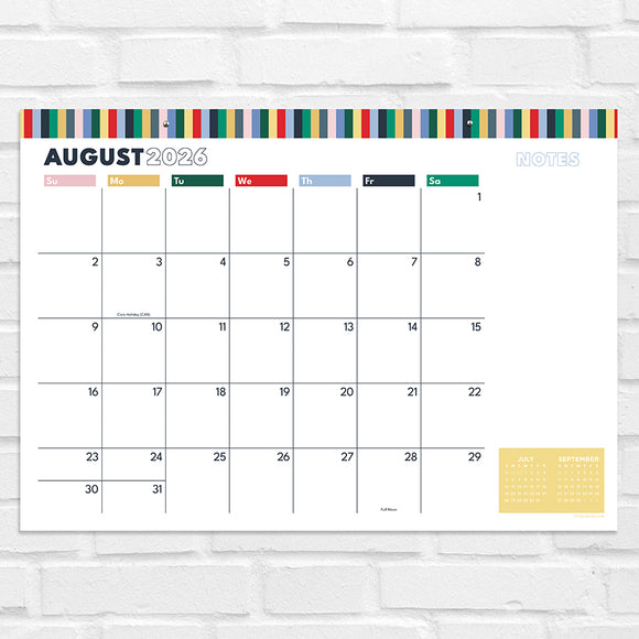 July 2026 - June 2027 Long Weekend Medium Desk Pad Monthly Blotter Calendar