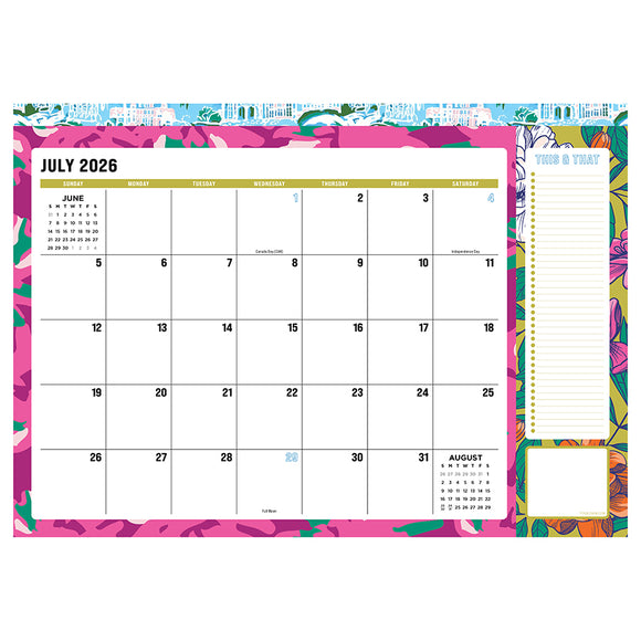 July 2026 - June 2027 Maximal Mirage Medium Desk Pad Monthly Blotter Calendar