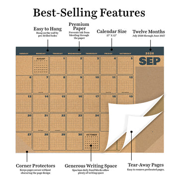 July 2026 - June 2027 Trail + Timber Medium Desk Pad Monthly Blotter Calendar - 0