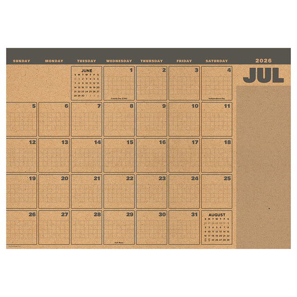 July 2026 - June 2027 Trail + Timber Medium Desk Pad Monthly Blotter Calendar