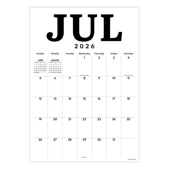 July 2026 - June 2027 Medium Art Poster Wall Calendar