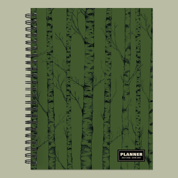 July 2026 - June 2027 Green Forest Medium Weekly Monthly Planner