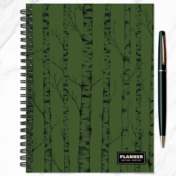 July 2026 - June 2027 Green Forest Medium Weekly Monthly Planner