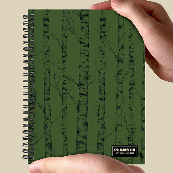 July 2026 - June 2027 Green Forest Medium Weekly Monthly Planner