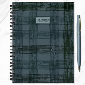 July 2026 - June 2027 Blue Flannel Medium Weekly Monthly Planner