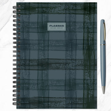 July 2026 - June 2027 Blue Flannel Medium Weekly Monthly Planner