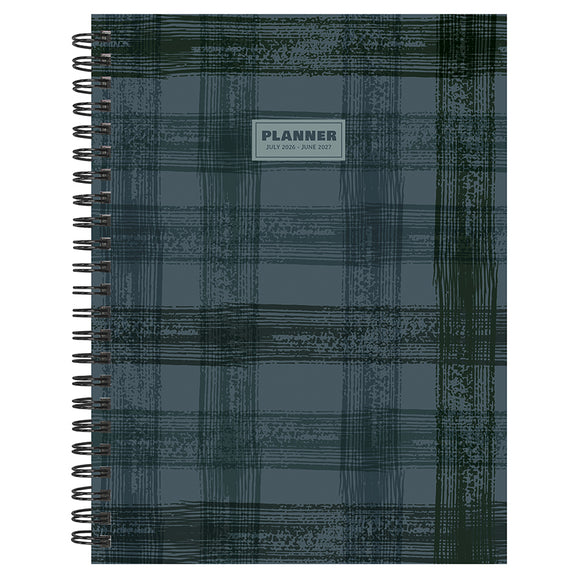 July 2026 - June 2027 Blue Flannel Medium Weekly Monthly Planner