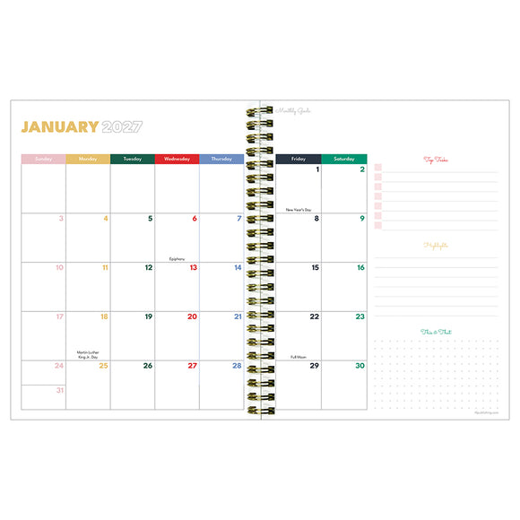 July 2026 - June 2027 Yellow Linen Medium Weekly Monthly Planner