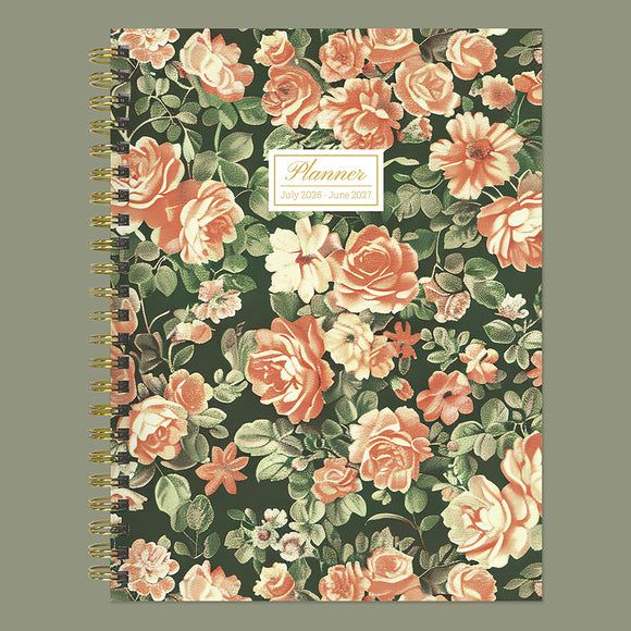 July 2026 - June 2027 The Rose Garden Medium Weekly Monthly Planner