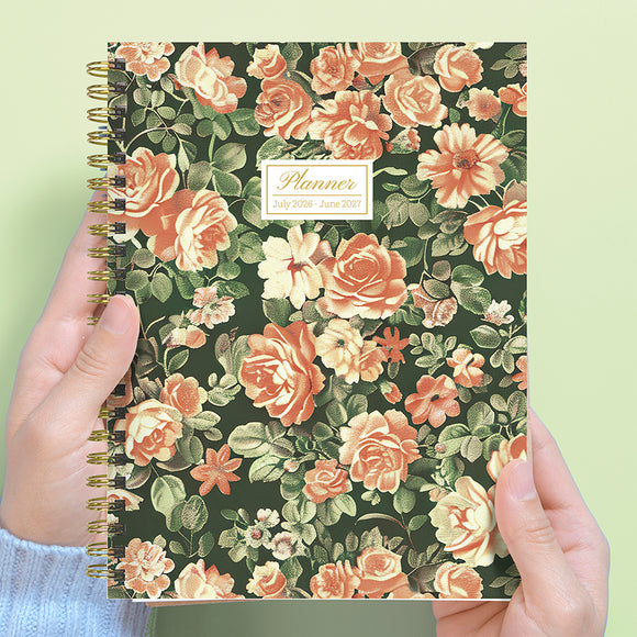 July 2026 - June 2027 The Rose Garden Medium Weekly Monthly Planner