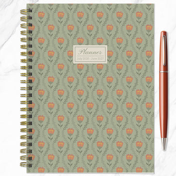July 2026 - June 2027 Repeated Posies Medium Weekly Monthly Planner