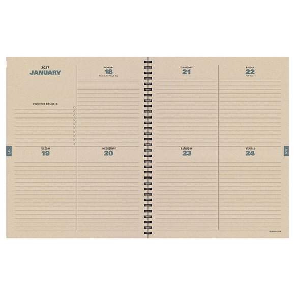 July 2026 - June 2027 Leather Compass Large Weekly Monthly Planner