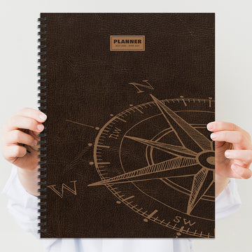 July 2026 - June 2027 Leather Compass Large Weekly Monthly Planner