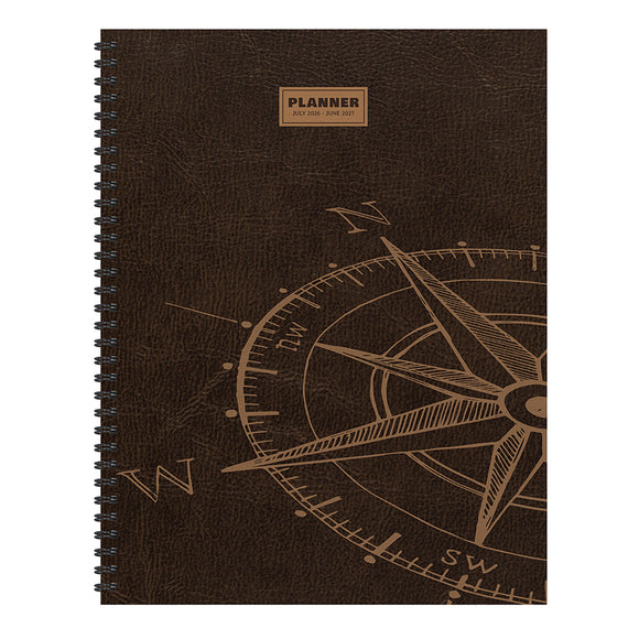 July 2026 - June 2027 Leather Compass Large Weekly Monthly Planner
