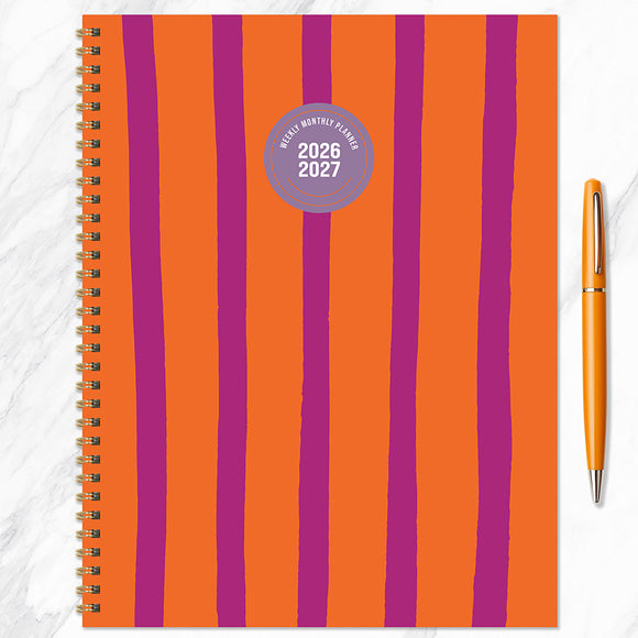 July 2026 - June 2027 Statement Stripe Large Weekly Monthly Planner