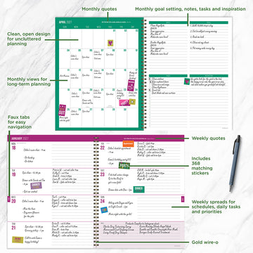July 2026 - June 2027 Statement Stripe Large Weekly Monthly Planner - 0