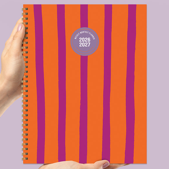 July 2026 - June 2027 Statement Stripe Large Weekly Monthly Planner