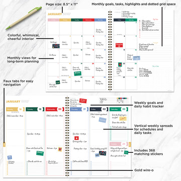 July 2026 - June 2027 Perfectly Pink Large Weekly Monthly Planner - 0