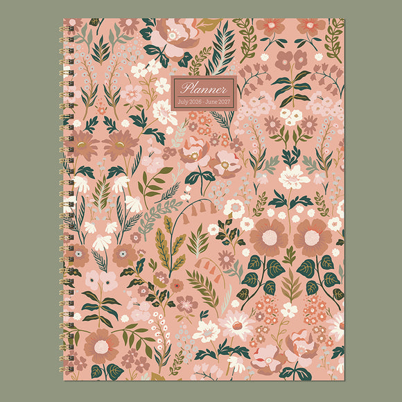 July 2026 - June 2027 Blooming Pink Large Weekly Monthly Planner
