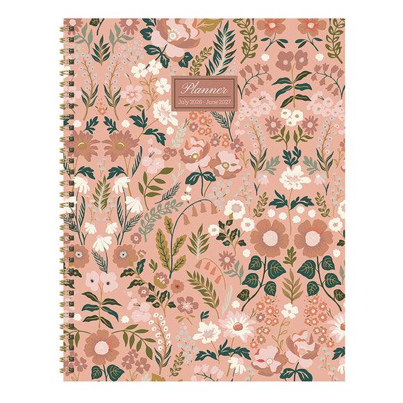 July 2026 - June 2027 Blooming Pink Large Weekly Monthly Planner
