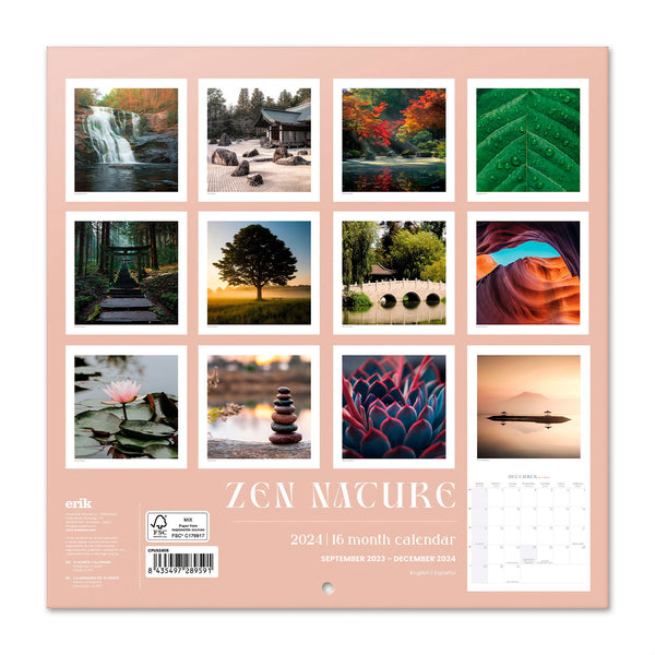 Bilingual 2024 Zen Nature Wall Calendar