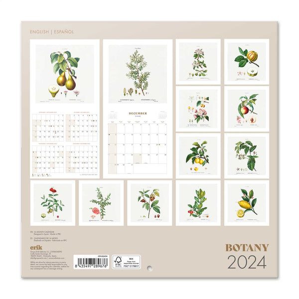 Bilingual 2024 Botany Wall Calendar