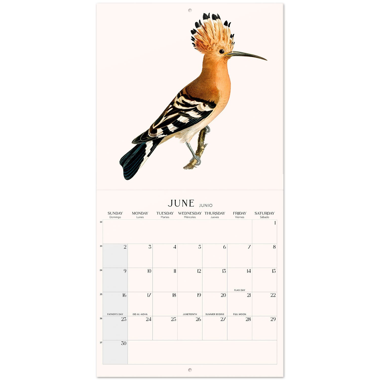Bilingual 2024 Vintage Birds Wall Calendar-3