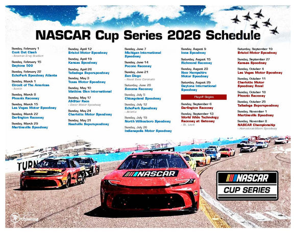 2026 Nascar Cup SCHEDULE POSTER