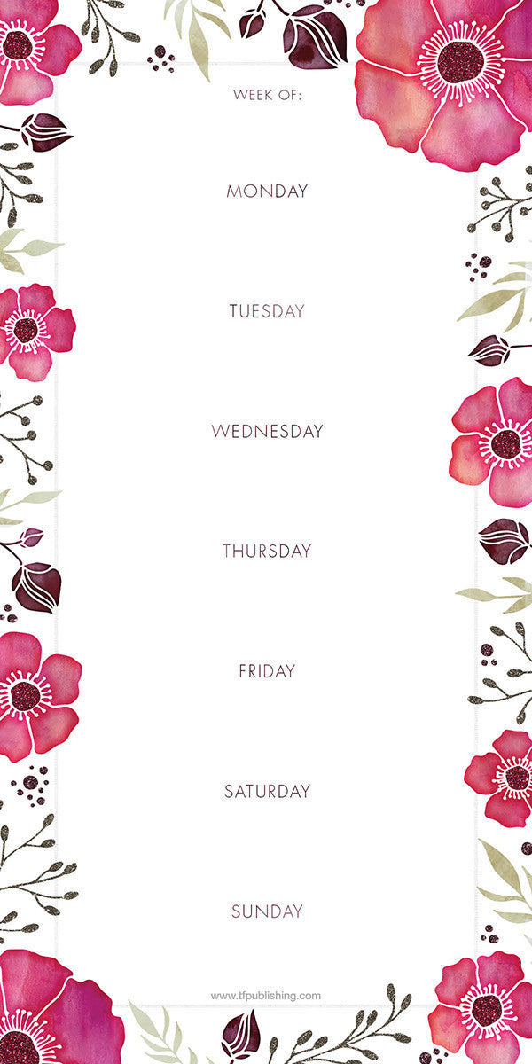 Floral Poppies Memo Magnet Note Pad