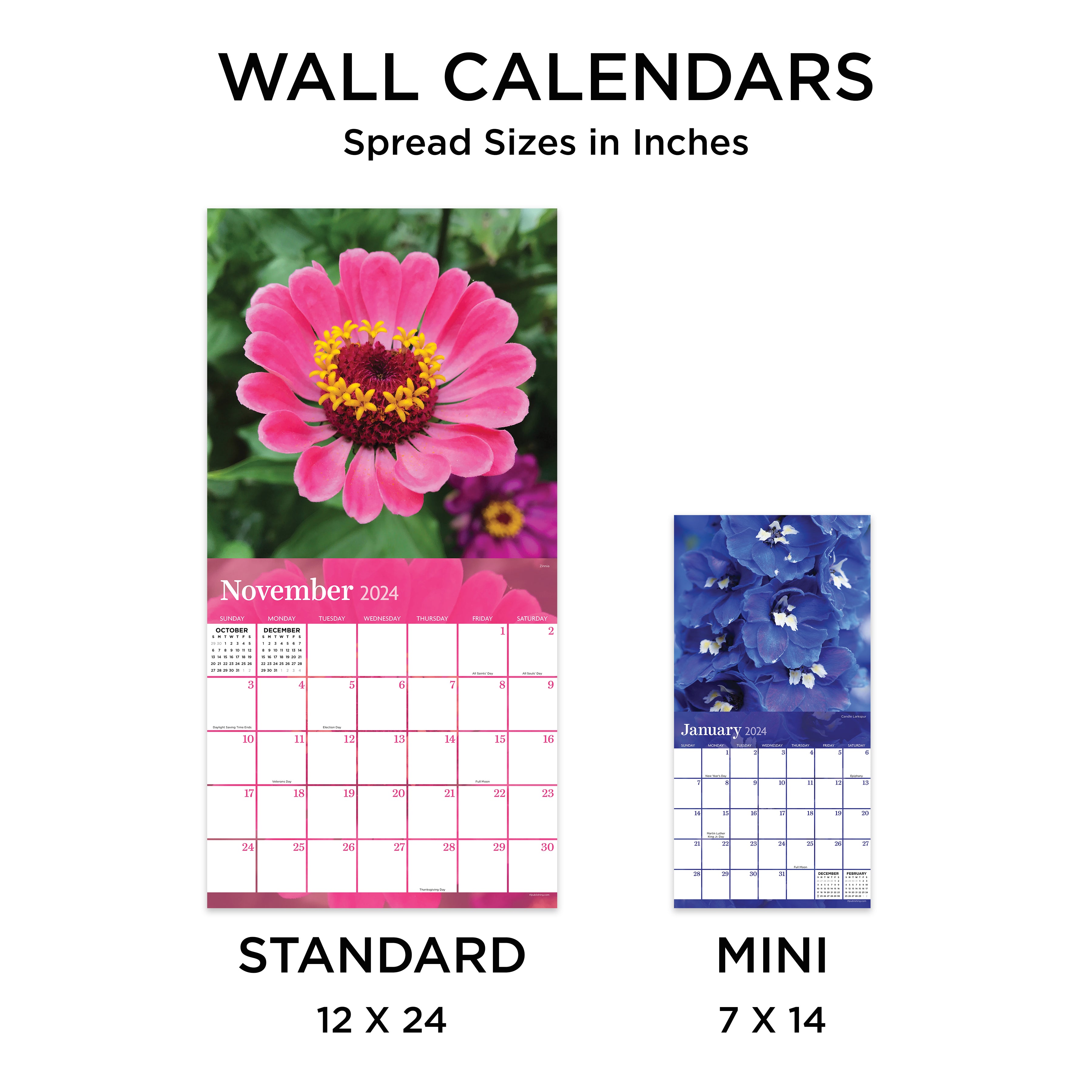2024 Flowers Wall Calendar