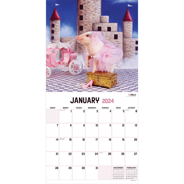 2024 Playful Pigs Wall Calendar