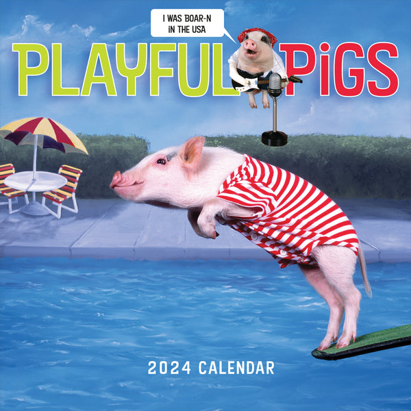 2024 Playful Pigs Wall Calendar