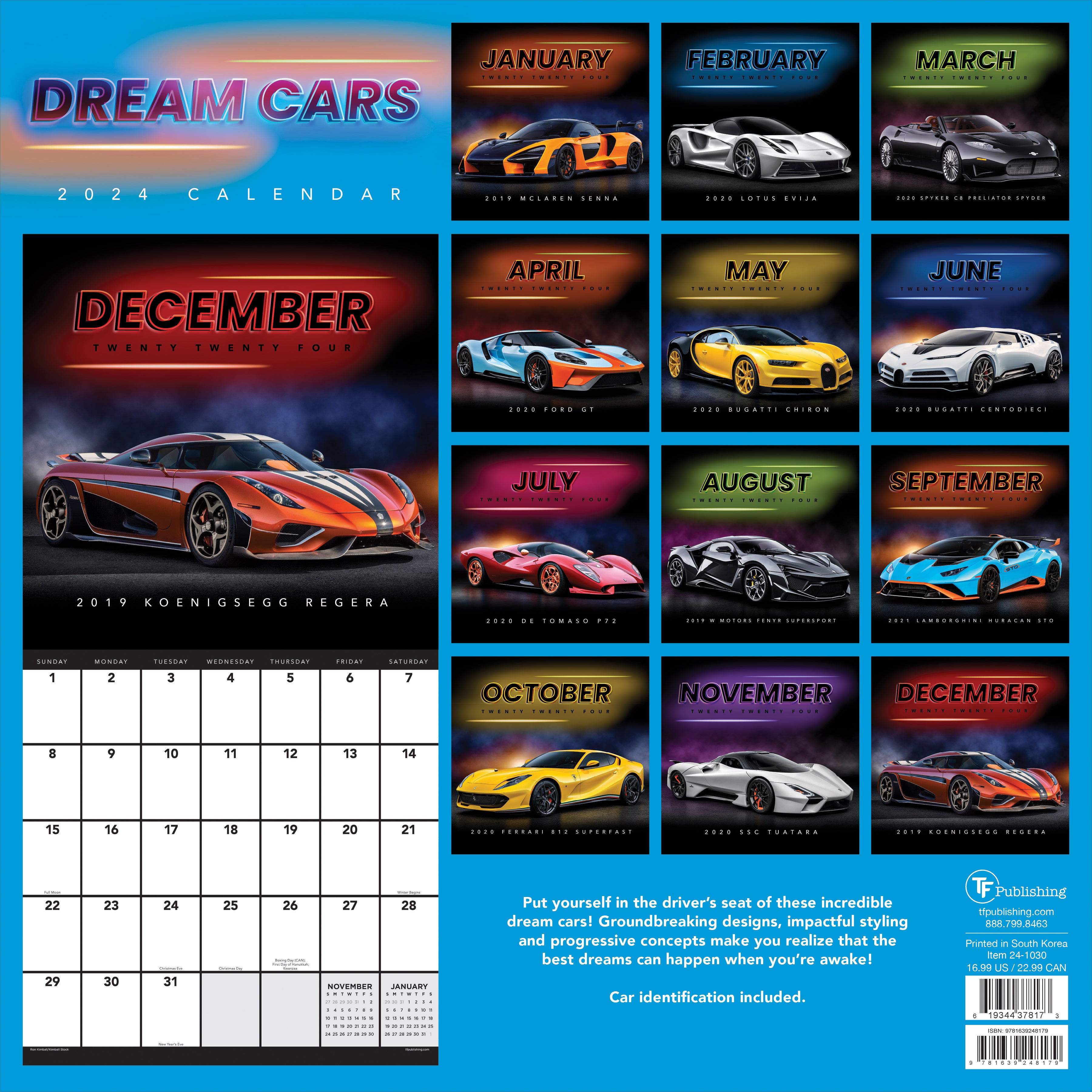 2024 Dream Cars Wall Calendar