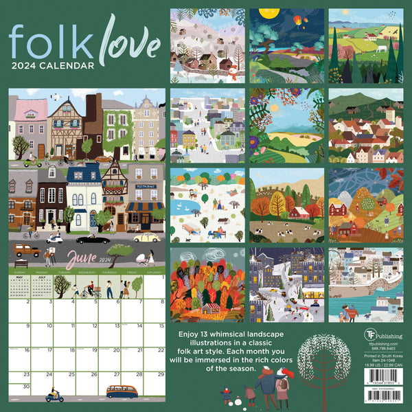 2024 Folk Love Wall Calendar
