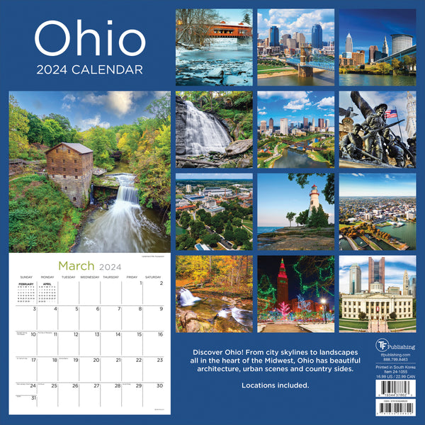 2024 Ohio Wall Calendar