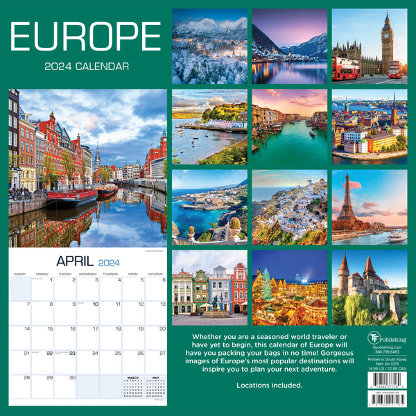 2024 Europe Wall Calendar