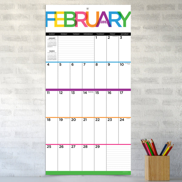 2024 Big & Bright Grid Wall Calendar