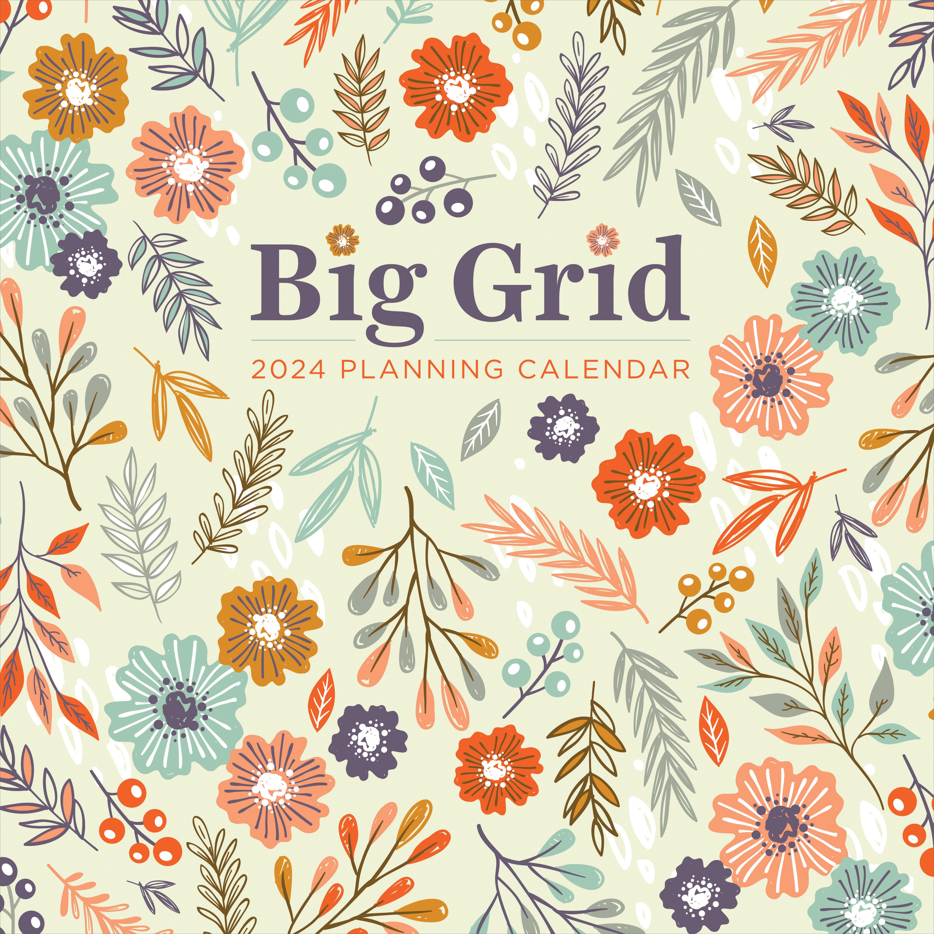 2024 Big Grid-Floral Wall Calendar-1