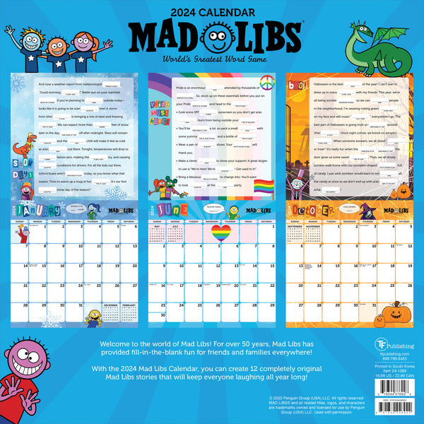 2024 Mad Libs Wall Calendar