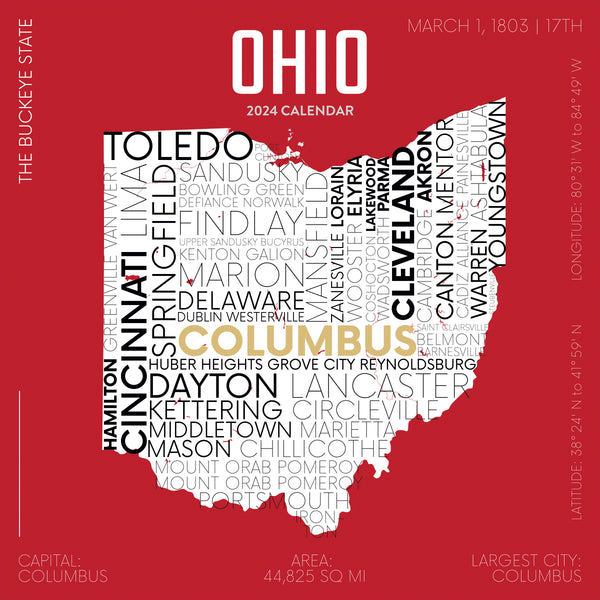 2024 Home: Ohio Wall Calendar