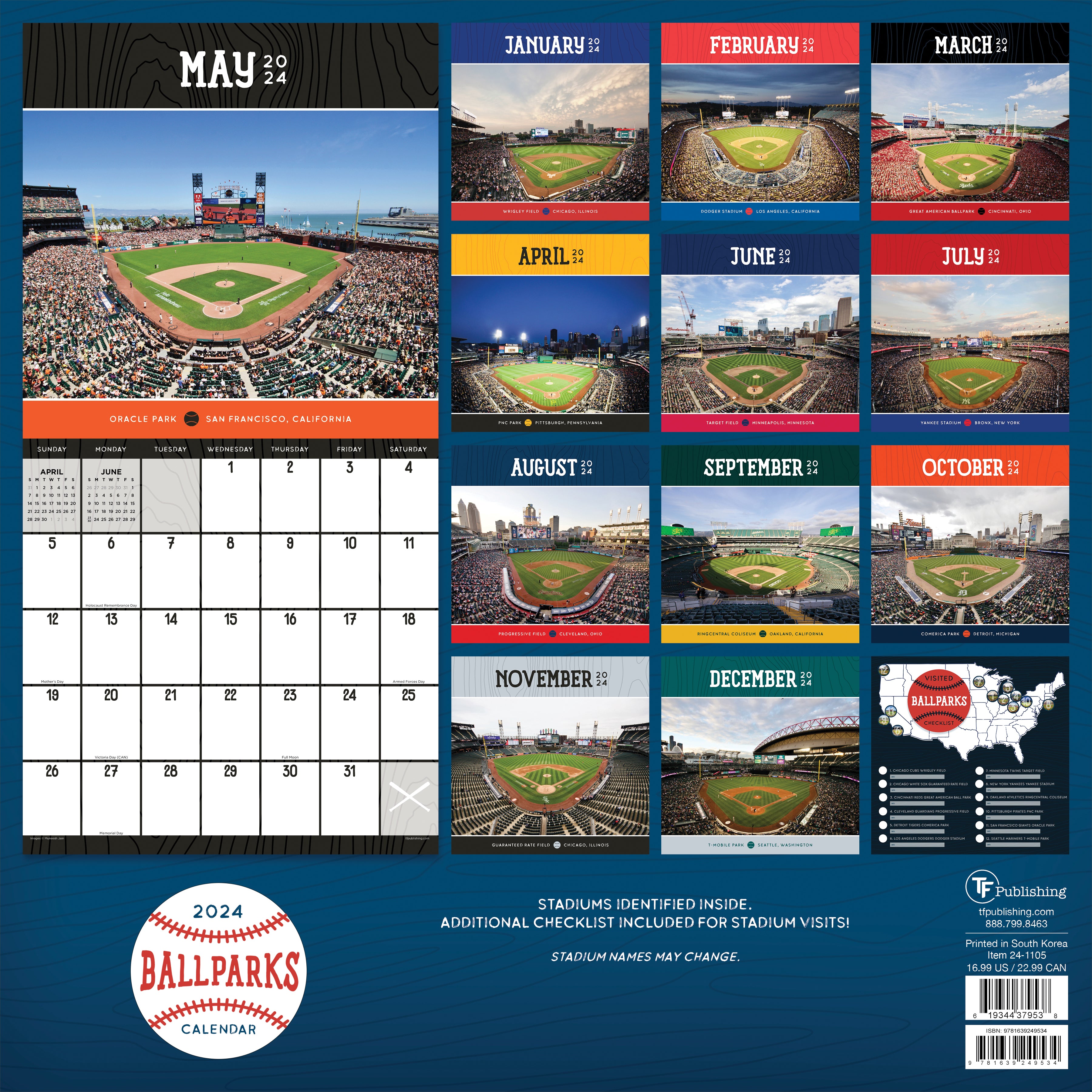 2024 Ballparks Wall Calendar-4