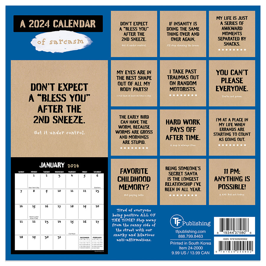 2024 AntiAffirmations & Sarcasm Mini Calendar TF Publishing
