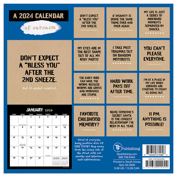 2024 Anti-Affirmations & Sarcasm Mini Calendar | TF Publishing 2024 Anti-Affirmations & Sarcasm Mini Calendar | TF Publishing