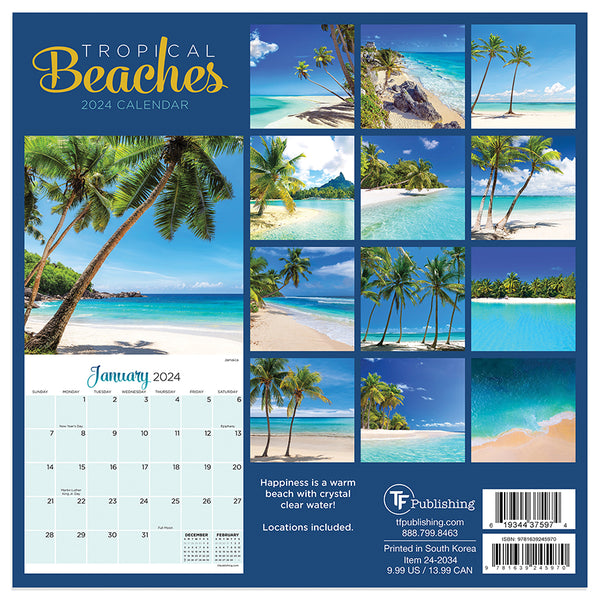 2024 Tropical Beaches Mini Calendar