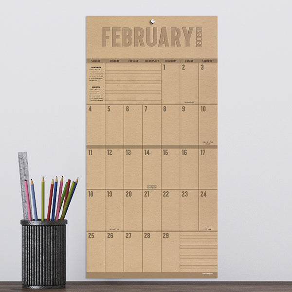 2024 Big Grid-Kraft Mini Calendar